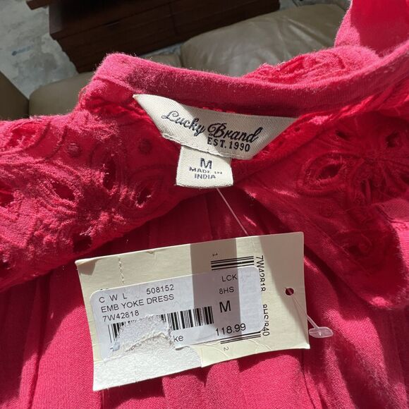 Lucky Brand Dress Rose Pink sleeveless lined lace-details Sz M New MRSP $118 - Picture 7 of 8